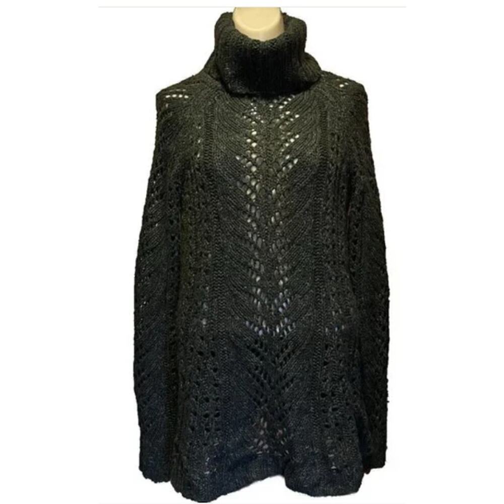 Sleeping on Snow Eldora turtleneck sweater womens M linen green open knit anthro